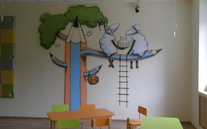 Роспись стен в детском саду ДОУ дизайн и оформление помещений